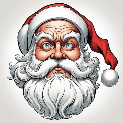 Santa claus looks intently at the camera