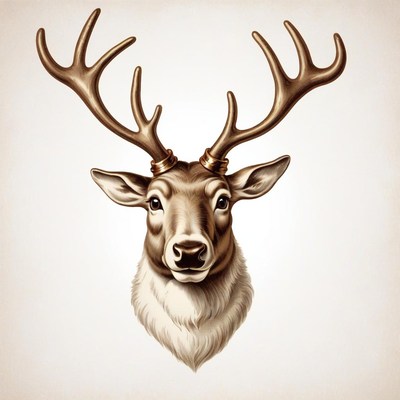 A detailed drawing of a deer's head