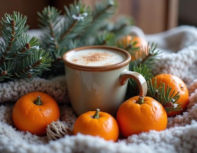 A cozy winter beverage with citrus fruits