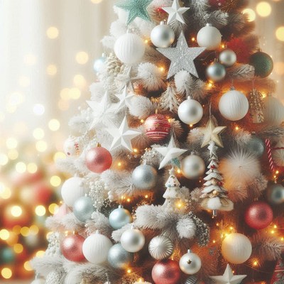 A decorated christmas tree with lights and ornaments