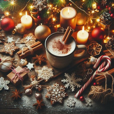 A mug of hot chocolate with cinnamon on a table