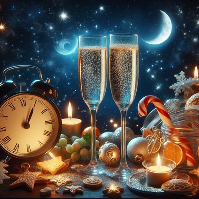 A still life image of a new year's eve celebration