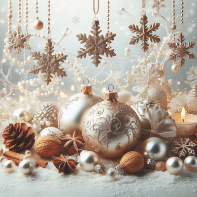 Sparkling christmas ornaments and decorations