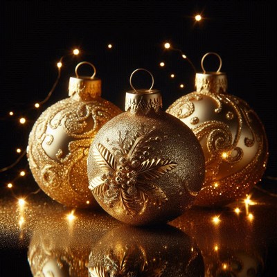 Three ornate gold pieces against a dark backdrop