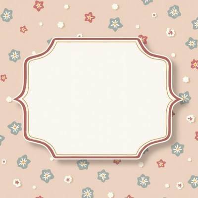 A white frame on a pink background with floral patterns