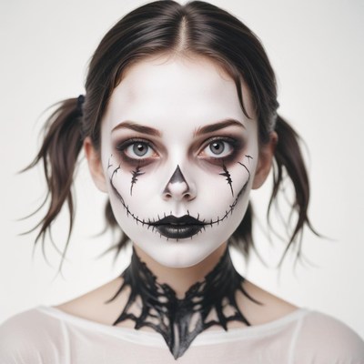 A woman with a spooky halloween makeup look
