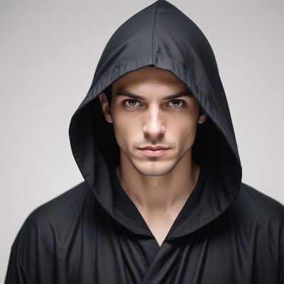 A man with a serious expression looks directly at the camera