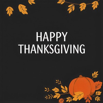 Happy thanksgiving with autumn leaves and a pumpkin