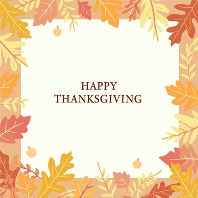 A happy thanksgiving greeting with autumn leaves