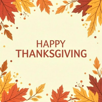 Happy thanksgiving with fall leaves