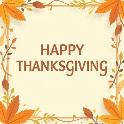 Happy thanksgiving, decorated with fall leaves