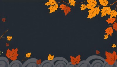 Autumn leaves fall on a dark background