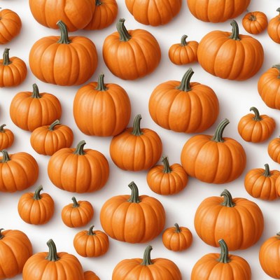 A collection of pumpkins on a white background