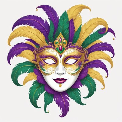 A colorful mask with feathers for mardi gras