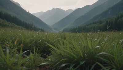 Green grass sways gently in the valley