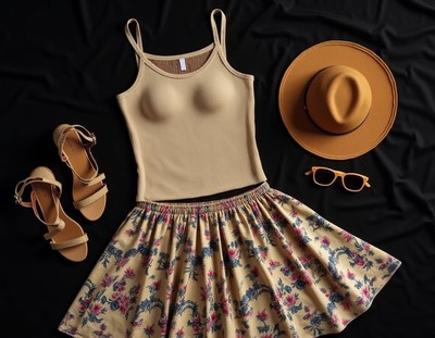 A flat lay of summer clothing