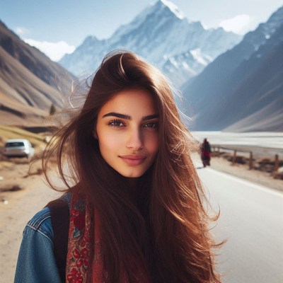 A woman smiles in the mountains