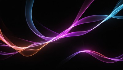 Wavy lines of light glow against a dark background