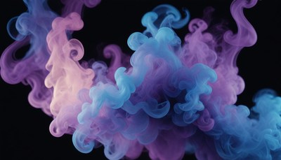 Blue and purple ink swirls in water