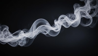 White smoke drifts against a dark background