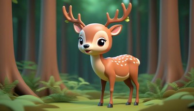 A cute deer stands in a forest