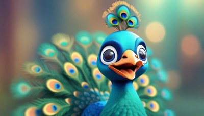 A happy peacock displays its feathers