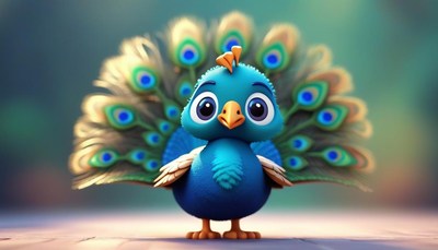 A peacock fanning its colorful tail feathers