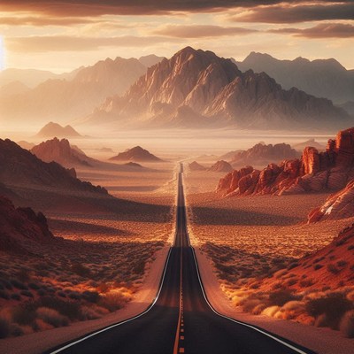 A winding road through the valley of fire