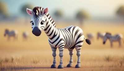 A cute zebra stands in a savanna