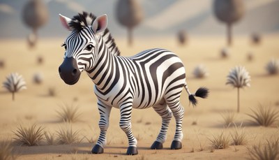 A zebra walks through the savanna