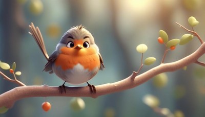 A small bird perches on a branch in the early morning light