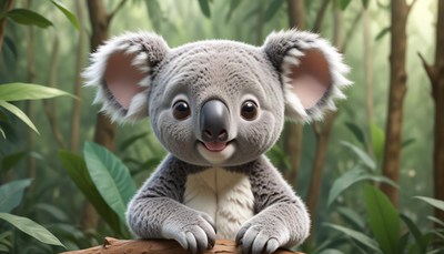 A cute koala looks at the camera in the australian bush