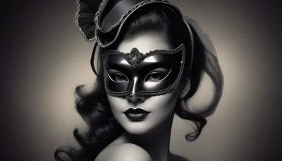 A woman in a black mask looks intently at the camera