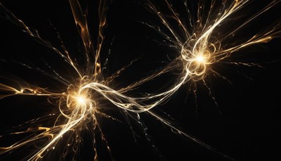 Light connects two bright points in the dark