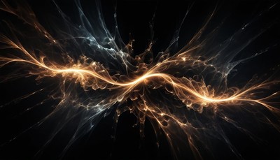 A glowing, abstract design on a black background