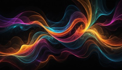Colorful smoke waves on a black background