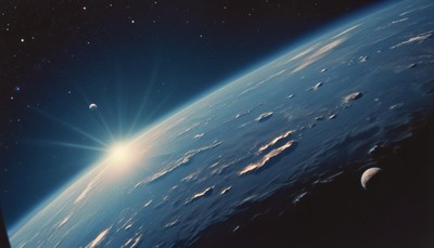 Earth from space at sunrise