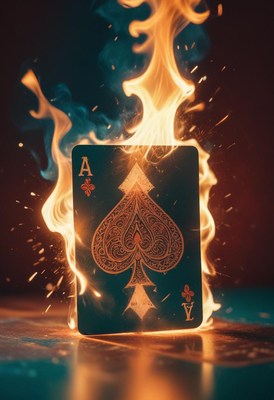 The ace of spades is burning in flames