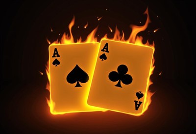 Two aces are engulfed in flames