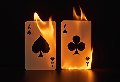 Two aces are on fire in the dark