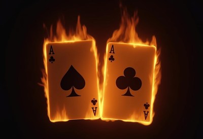 Two aces of spades are on fire