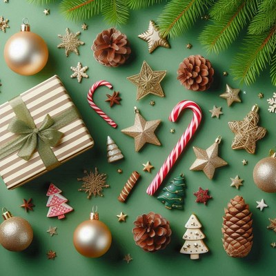 Festive christmas decor with gifts and candy canes