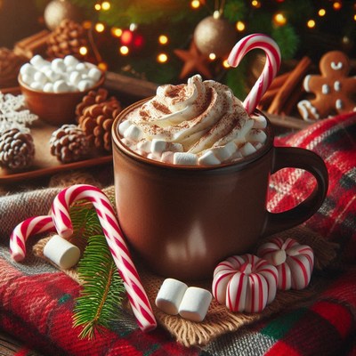 Cozy hot chocolate with whipped cream and marshmallows