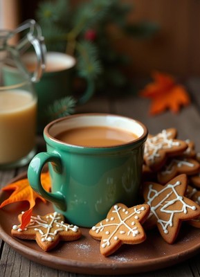 Coffee and gingerbread create a cozy autumn vibe