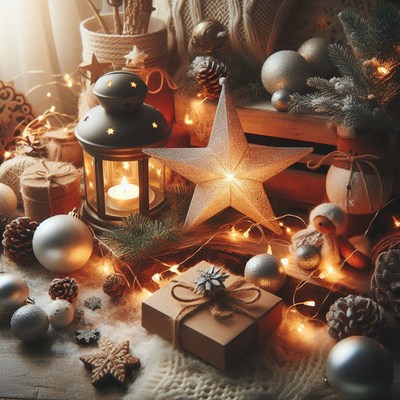 Star and lantern warm the christmas spirit