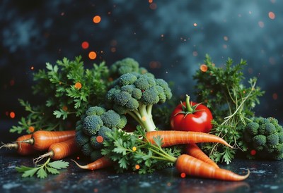 Fresh vegetables on a dark background