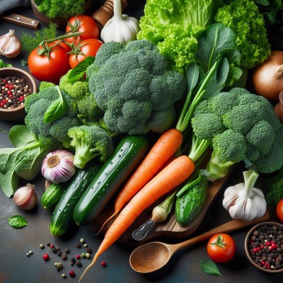 Fresh vegetables on a table for cooking