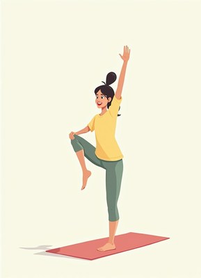 Woman practices yoga pose indoors morning