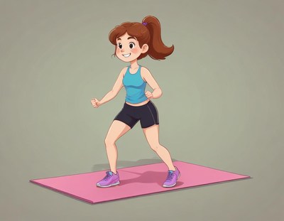 Girl performs a workout routine at home