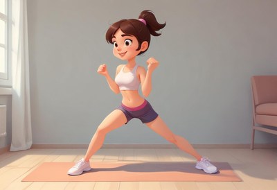 Young woman exercising in a bright indoor space